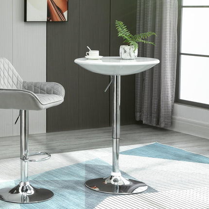 Adjustable Height Modern Round Bar Table with 360° Swivel Top - White