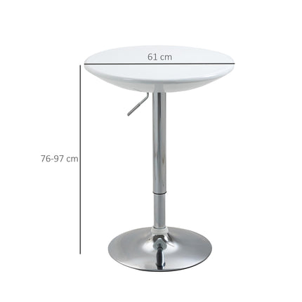 Adjustable Height Modern Round Bar Table with 360° Swivel Top - White