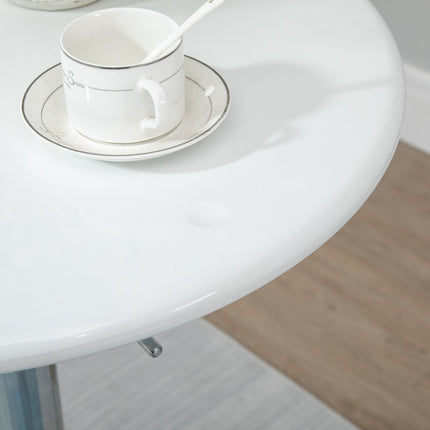 Adjustable Height Modern Round Bar Table with 360° Swivel Top - White
