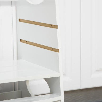 Kids Adjustable Step Stool Tower with Guardrails for Kitchen Counter - White