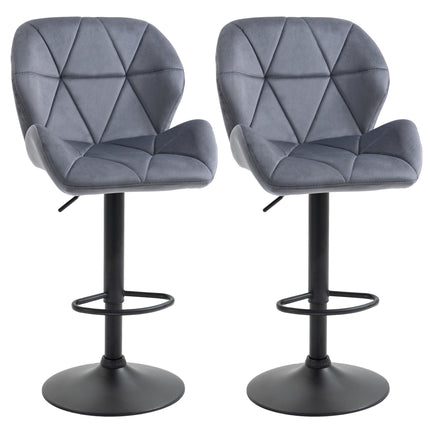 Adjustable Armless Bar Stools with Backs, Footrest and Swivel - Dark Grey