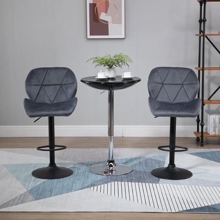 Adjustable Armless Bar Stools with Backs, Footrest and Swivel - Dark Grey