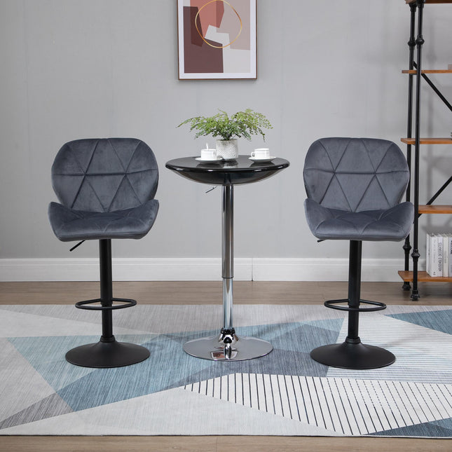 Adjustable Armless Bar Stools with Backs, Footrest and Swivel - Dark Grey
