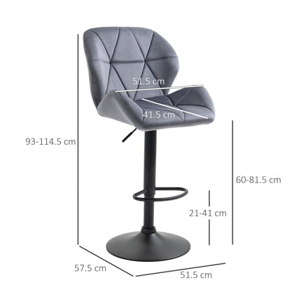 Adjustable Armless Bar Stools with Backs, Footrest and Swivel - Dark Grey