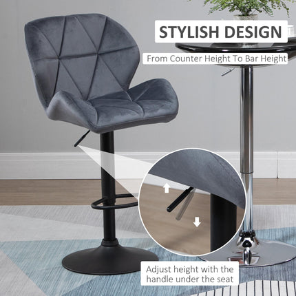 Adjustable Armless Bar Stools with Backs, Footrest and Swivel - Dark Grey
