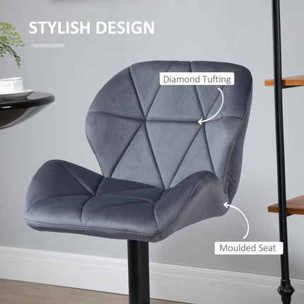 Adjustable Armless Bar Stools with Backs, Footrest and Swivel - Dark Grey