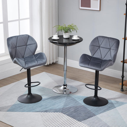 Adjustable Armless Bar Stools with Backs, Footrest and Swivel - Dark Grey