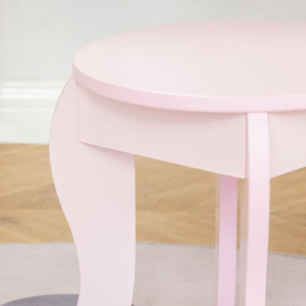 Kids 2 Piece Vanity Table and Stool Set with Mirror - Pink