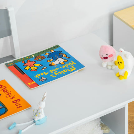 3 Piece Kids Table and Chairs Set with Storage Drawers - White