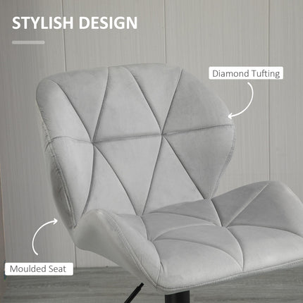 Set of 2 Adjustable Height Fabric Bar Stools with Swivel Seat and Armless Upholstery - Light Grey