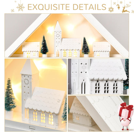Christmas Wooden House Advent Calendar with LED Lights and Countdown Drawers - White