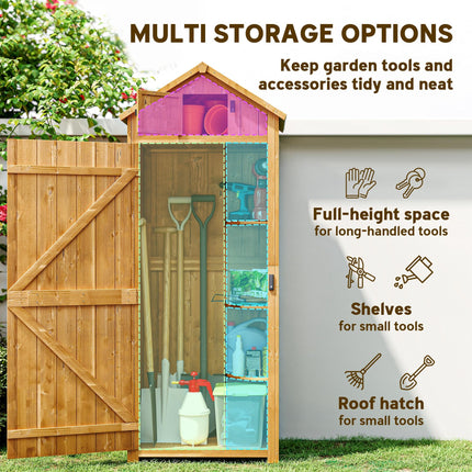 Wooden Garden Storage Shed with Lockable Door and Shelves - Brown