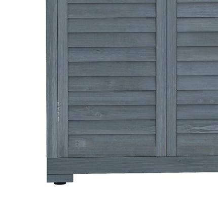Fir Wood Garden Storage Shed 39.5 x 79cm with Shelves - Grey