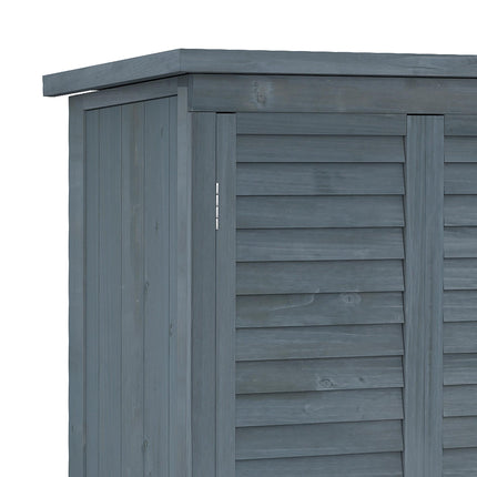Fir Wood Garden Storage Shed 39.5 x 79cm with Shelves - Grey