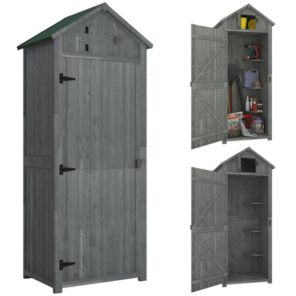Wooden Garden Shed, Utility Outdoor Small Shed with Lockable Double Doors, Shelv