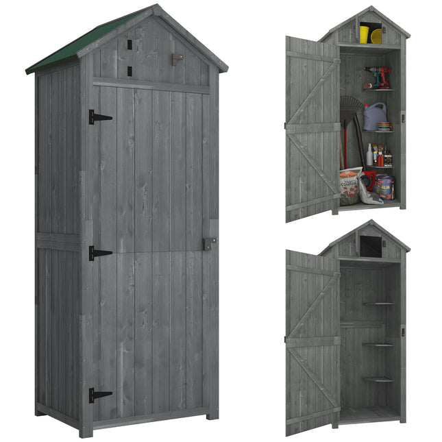 Wooden Garden Shed, Utility Outdoor Small Shed with Lockable Double Doors, Shelv