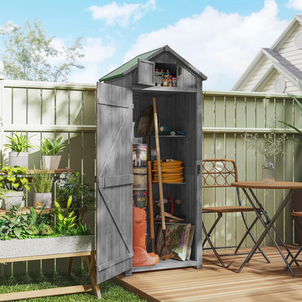Wooden Garden Shed, Utility Outdoor Small Shed with Lockable Double Doors, Shelv