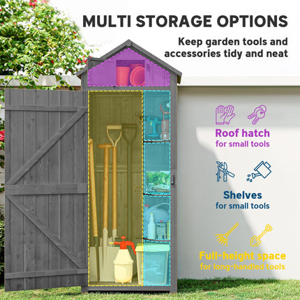 Wooden Garden Shed, Utility Outdoor Small Shed with Lockable Double Doors, Shelv