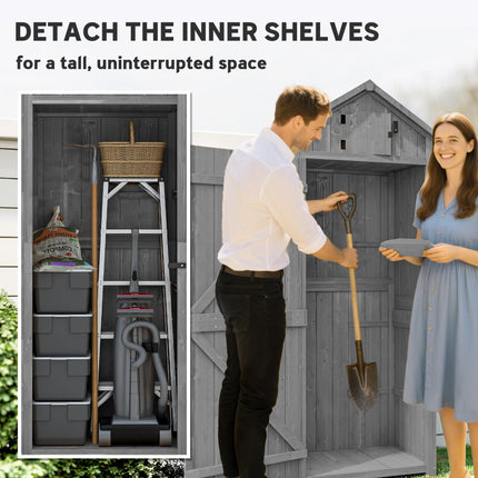Wooden Garden Shed, Utility Outdoor Small Shed with Lockable Double Doors, Shelv