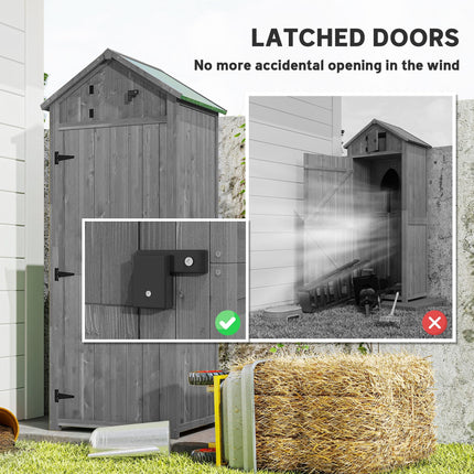 Wooden Garden Shed, Utility Outdoor Small Shed with Lockable Double Doors, Shelv