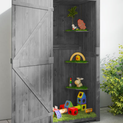 Wooden Garden Shed, Utility Outdoor Small Shed with Lockable Double Doors, Shelv