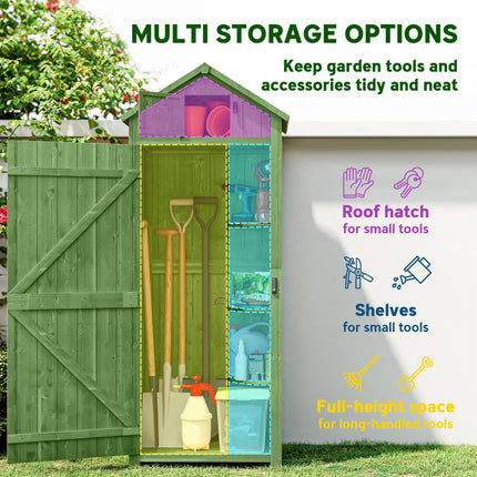 Garden Shed Storage Cabinet with 3 Shelves Solid Fir Wood - Green