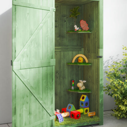Garden Shed Storage Cabinet with 3 Shelves Solid Fir Wood - Green
