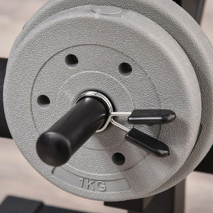 Adjustable Weight Bench with Leg Developer & Barbell Rack for Strength Training - Black, Red