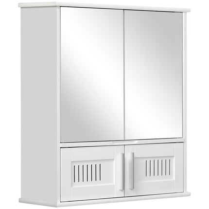 Wall Mounted Bathroom Mirror Cabinet with Adjustable Shelf - White