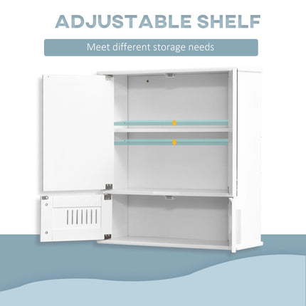 Wall Mounted Bathroom Mirror Cabinet with Adjustable Shelf - White