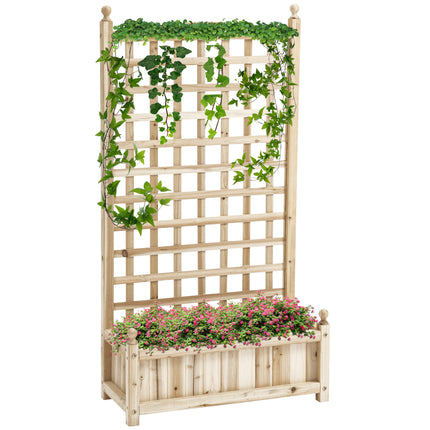 Garden Raised Bed Planter with Trellis for Climbing Vines - Natural