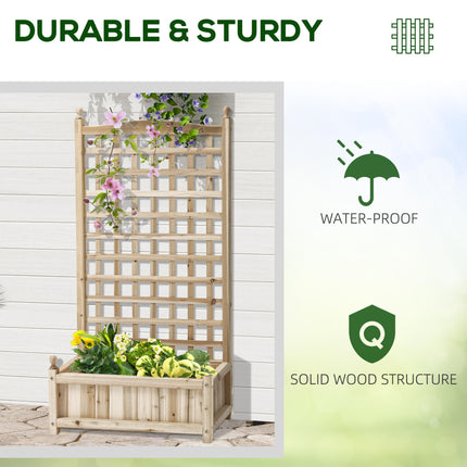 Garden Raised Bed Planter with Trellis for Climbing Vines - Natural