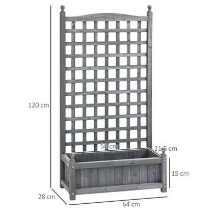 Garden Planters with Trellis for Climbing Vines, Wood Raised Beds for Garden, Flower Pot, Indoor Outdoor, Grey