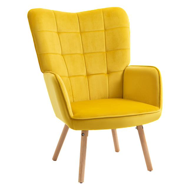 Modern Velvet-Touch Wingback Accent Chair for Lounge Seating - Yellow