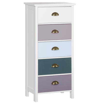 5-Drawer Slim Chest of Drawers with Metal Handles - Multi-Colour