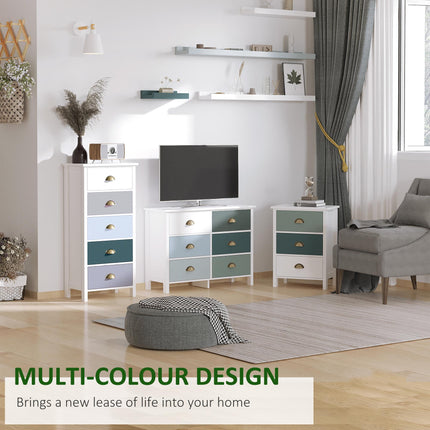 5-Drawer Slim Chest of Drawers with Metal Handles - Multi-Colour