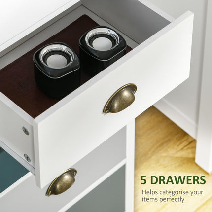 5-Drawer Slim Chest of Drawers with Metal Handles - Multi-Colour