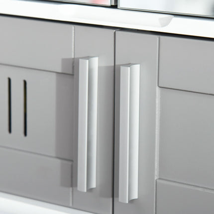Wall Mounted Bathroom Mirror Cabinet with Adjustable Shelf - Grey