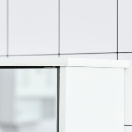 Wall Mounted Bathroom Mirror Cabinet with Adjustable Shelf - Grey
