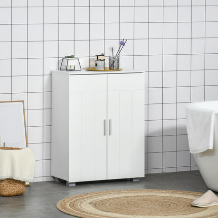 Modern Bathroom Floor Cabinet with Adjustable Shelves 80x60x30 cm - White