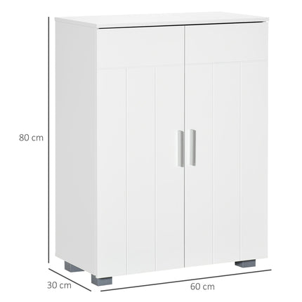 Modern Bathroom Floor Cabinet with Adjustable Shelves 80x60x30 cm - White