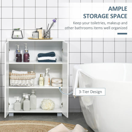 Modern Bathroom Floor Cabinet with Adjustable Shelves 80x60x30 cm - White