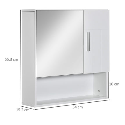 Wall Mounted Bathroom Mirror Cabinet with Adjustable Shelves - White