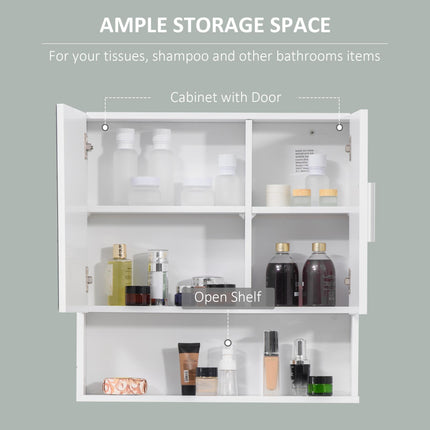 Wall Mounted Bathroom Mirror Cabinet with Adjustable Shelves - White