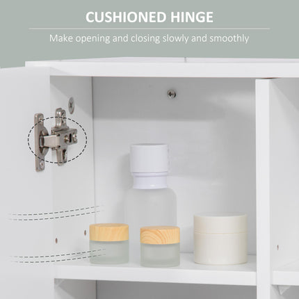 Wall Mounted Bathroom Mirror Cabinet with Adjustable Shelves - White