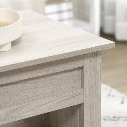Lift Top Coffee Table with Hidden Storage and Open Shelves - Oak Effect