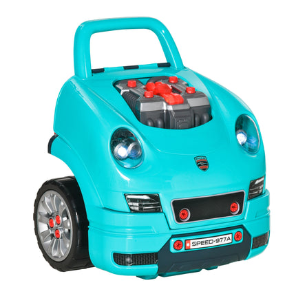 Kids Truck Engine Take Apart Workshop Toy Set for Ages 3-5 with Steering Wheel - Teal Green