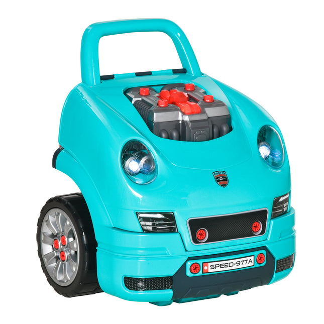 Kids Truck Engine Take Apart Workshop Toy Set for Ages 3-5 with Steering Wheel - Teal Green