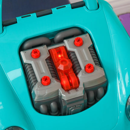 Kids Truck Engine Take Apart Workshop Toy Set for Ages 3-5 with Steering Wheel - Teal Green