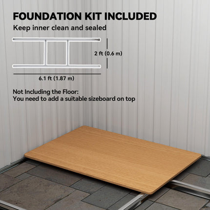7 x 4ft Outdoor Storage Shed with Foundation Kit, Lean to Metal Garden Shed for